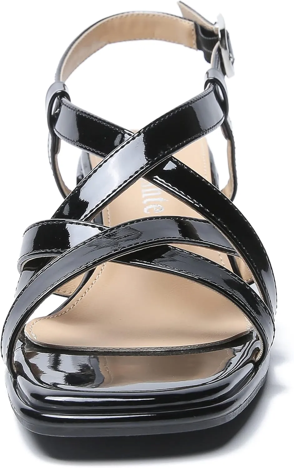 fereshte Women's Slingback Heeled Sandals Corss Straps Open Toe Strappy Low Block Heel Sandals