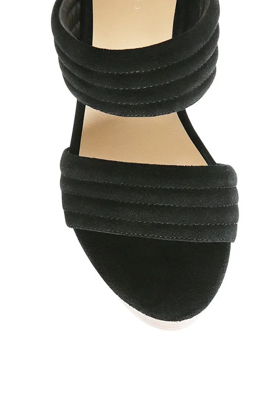 FEUX SUEDE SLIP-ON BLOCK HEELED SANDAL
