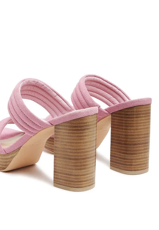 FEUX SUEDE SLIP-ON BLOCK HEELED SANDAL
