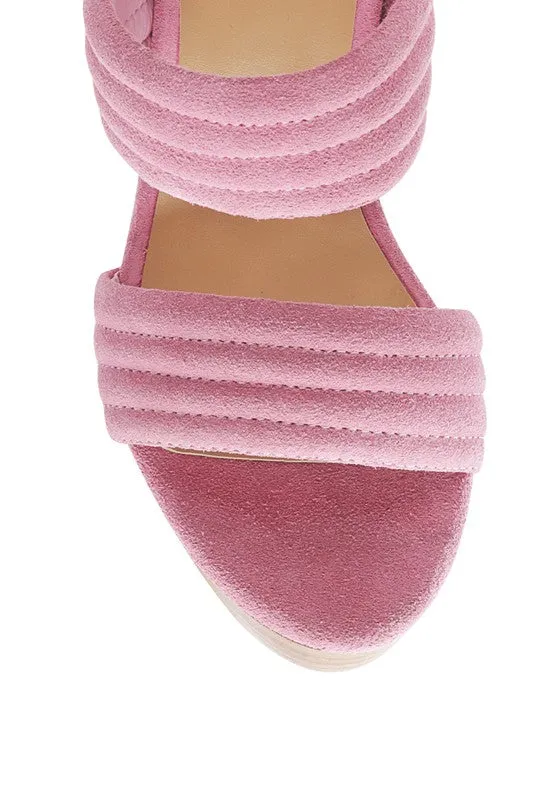 FEUX SUEDE SLIP-ON BLOCK HEELED SANDAL