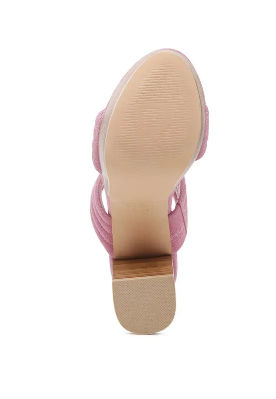FEUX SUEDE SLIP-ON BLOCK HEELED SANDAL