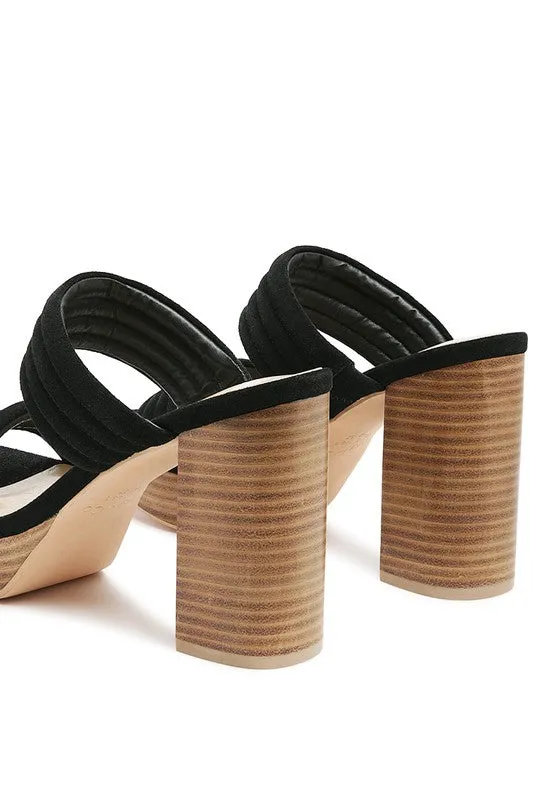FEUX SUEDE SLIP-ON BLOCK HEELED SANDAL