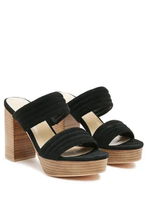 FEUX SUEDE SLIP-ON BLOCK HEELED SANDAL