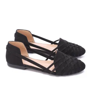 Flat Cut-Out Sandals-Black