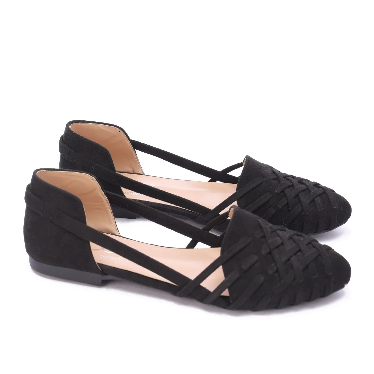 Flat Cut-Out Sandals-Black