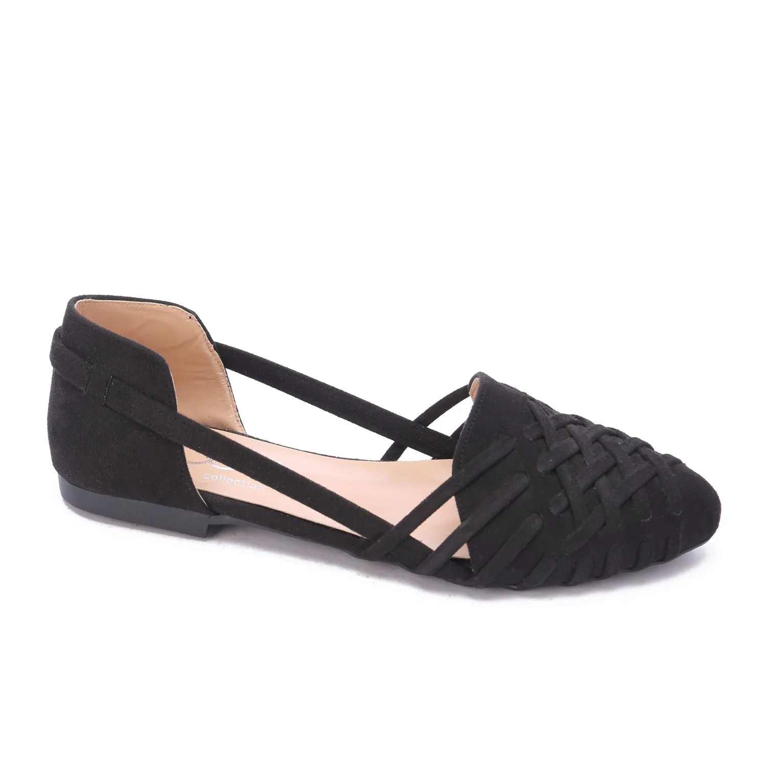 Flat Cut-Out Sandals-Black