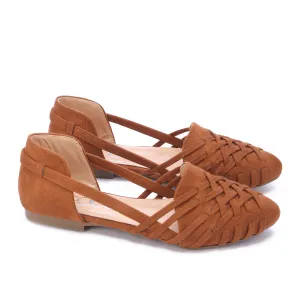 Flat Cut-Out Sandals-Camel