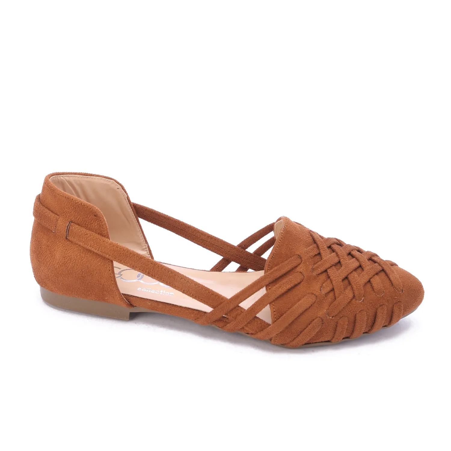 Flat Cut-Out Sandals-Camel