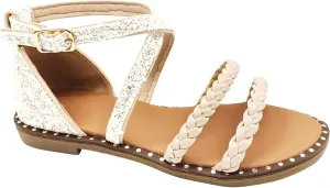 Girls Gladiatoer Sandals with Ankle Strap Party Flower Shoes for Toddler/Little Kid/Big Kid XX705