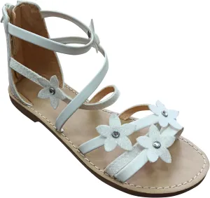 Girls Gladiator Sandals with Flower Closed Toe Flat Shoes for School Party (Toddler/Little Kid/Big Kid) XX685