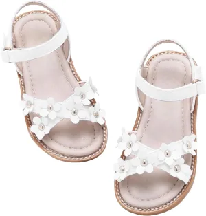 Girls Sandals Open-Toe Flats Sandals Flower Shoes for School Party (Toddler/Little Kid/Big Kid) XX726
