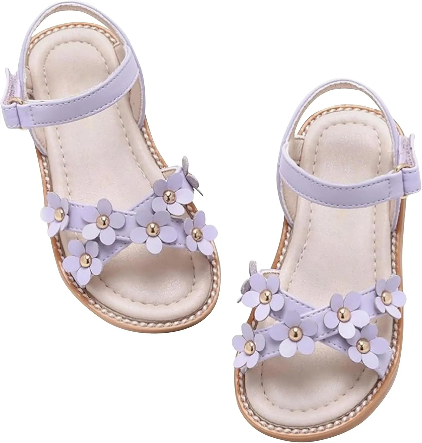 Girls Sandals Open-Toe Flats Sandals Flower Shoes for School Party (Toddler/Little Kid/Big Kid) XX726
