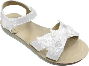 Girls Shimmery Sandals with Butterfly Embellishments Wedding Party Dress Flat Shoes XX700