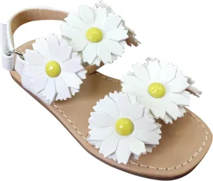 Girls White Daisy Flower Flats Sandals Dress Summer Shoes for Wedding Party XX692