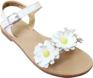 Girls White Daisy Flower Flats Sandals Dress Summer Shoes for Wedding Party XX692