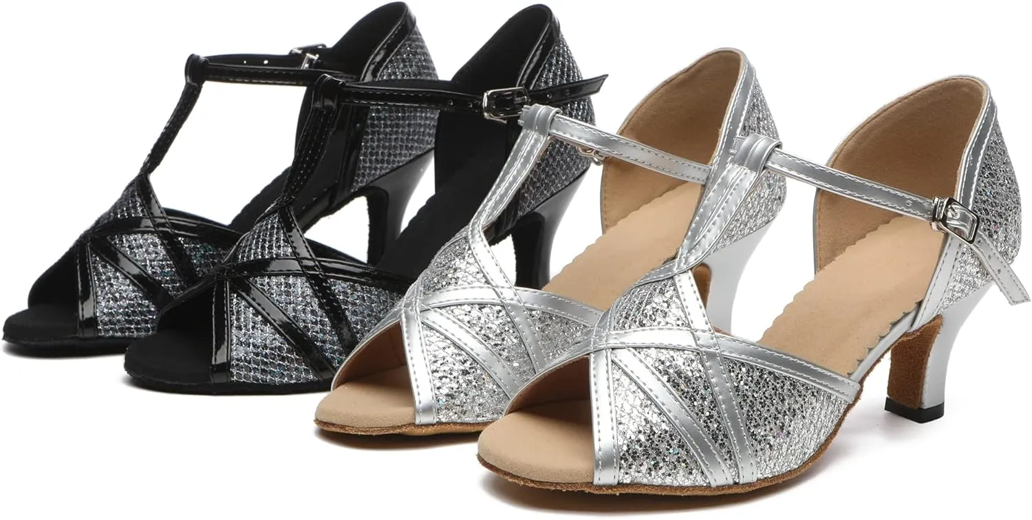 Girls Womens Latin Salsa Dance Shoes Glitter Comfortable Wedding Evening Sandals