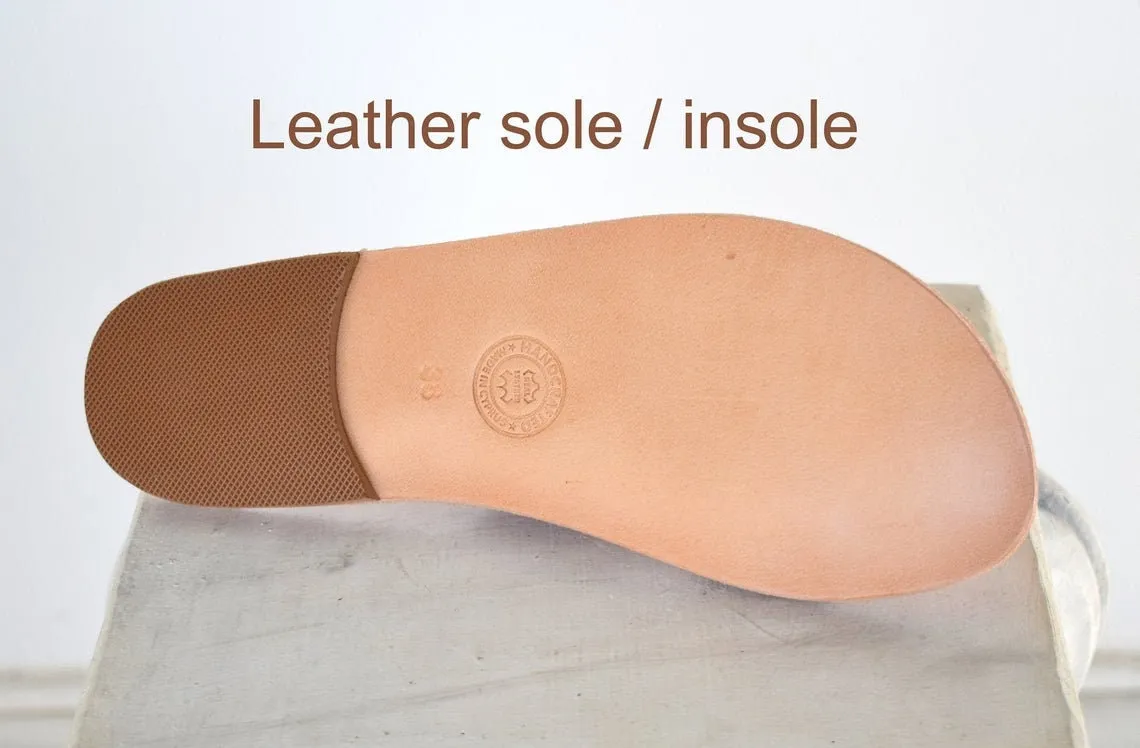 Handmade sandals, khaki sandals, Green High Quality Genuine Leather. All leather T-bar sandals handmade unisex sandals SKOPELOS