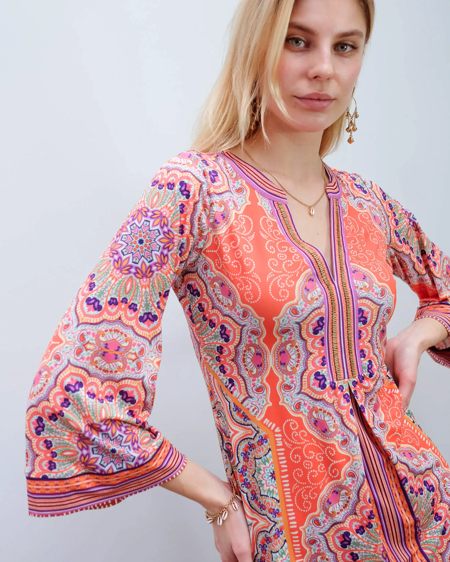 HB 6780 Signature beaded dress in orange