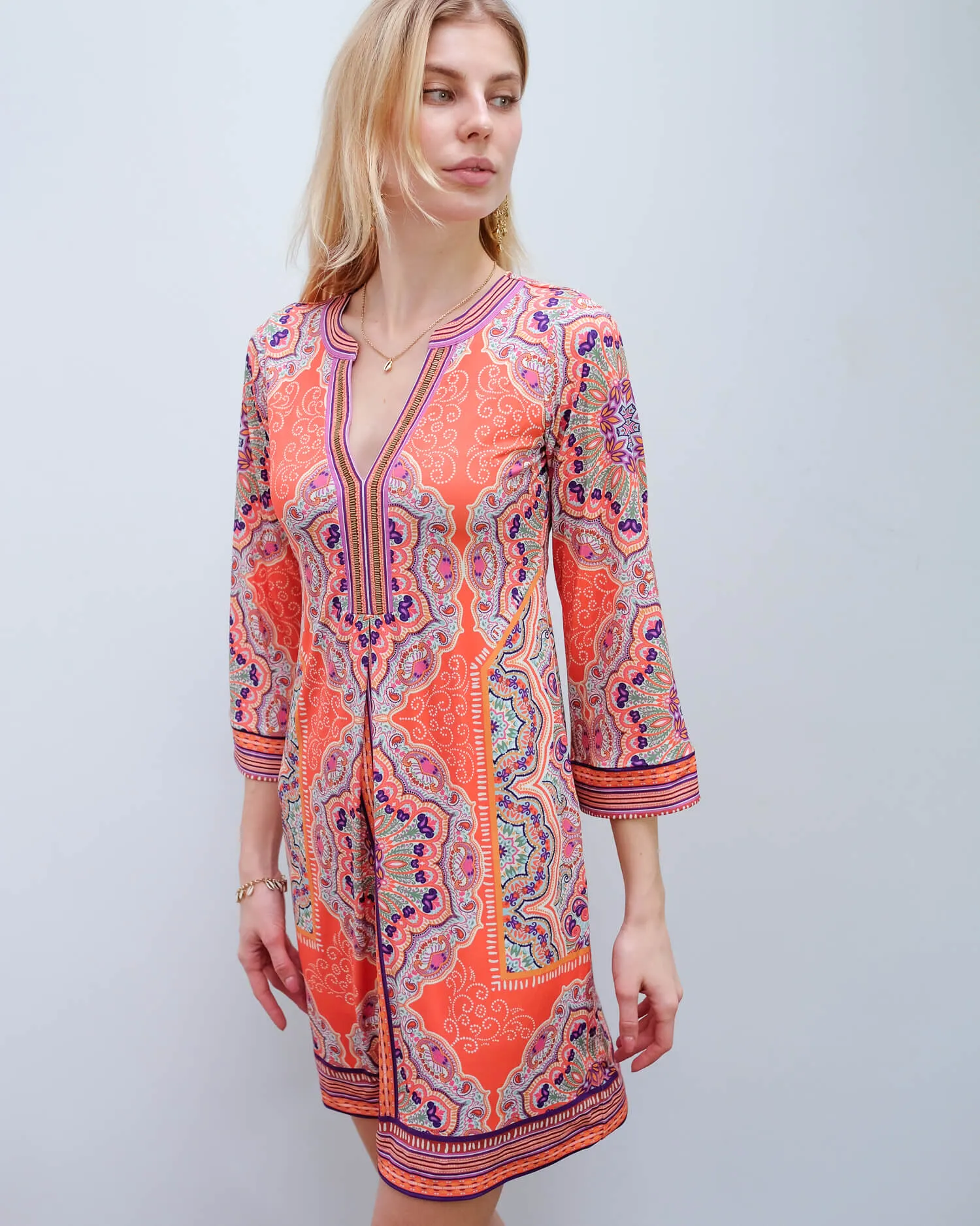 HB 6780 Signature beaded dress in orange