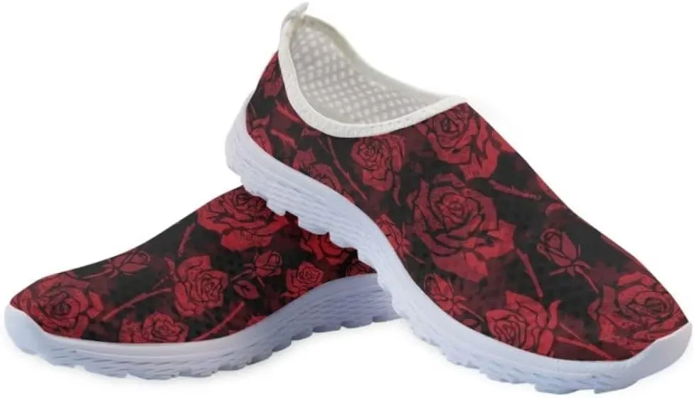 Jeiento Valentine's Day Shoes for Women Men Teenager Sweet Walking Tennis Slip-On Casual Loafers for Hiking Walking Sports Travel Jogging Mesh Shoes