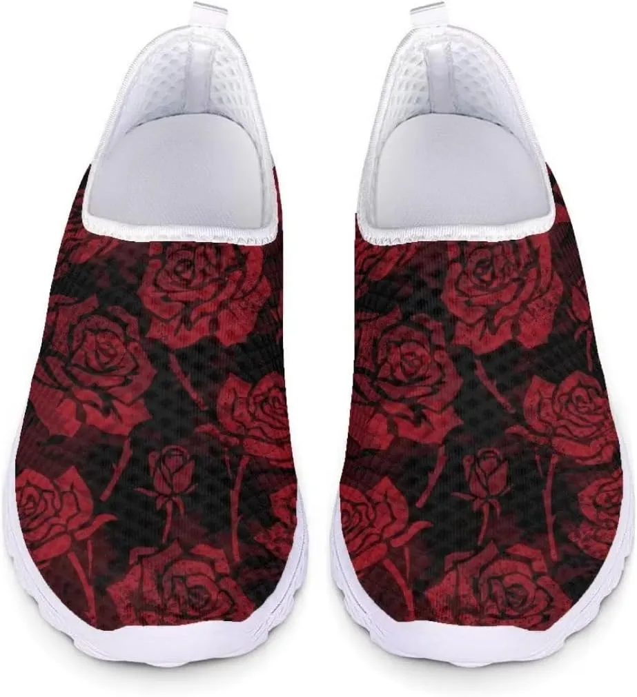 Jeiento Valentine's Day Shoes for Women Men Teenager Sweet Walking Tennis Slip-On Casual Loafers for Hiking Walking Sports Travel Jogging Mesh Shoes