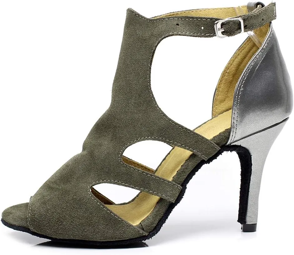 JUODVMP Women's Latin Dance Shoes, Ballroom Performance Wedding Party Dance Shoes,Model QJW1059