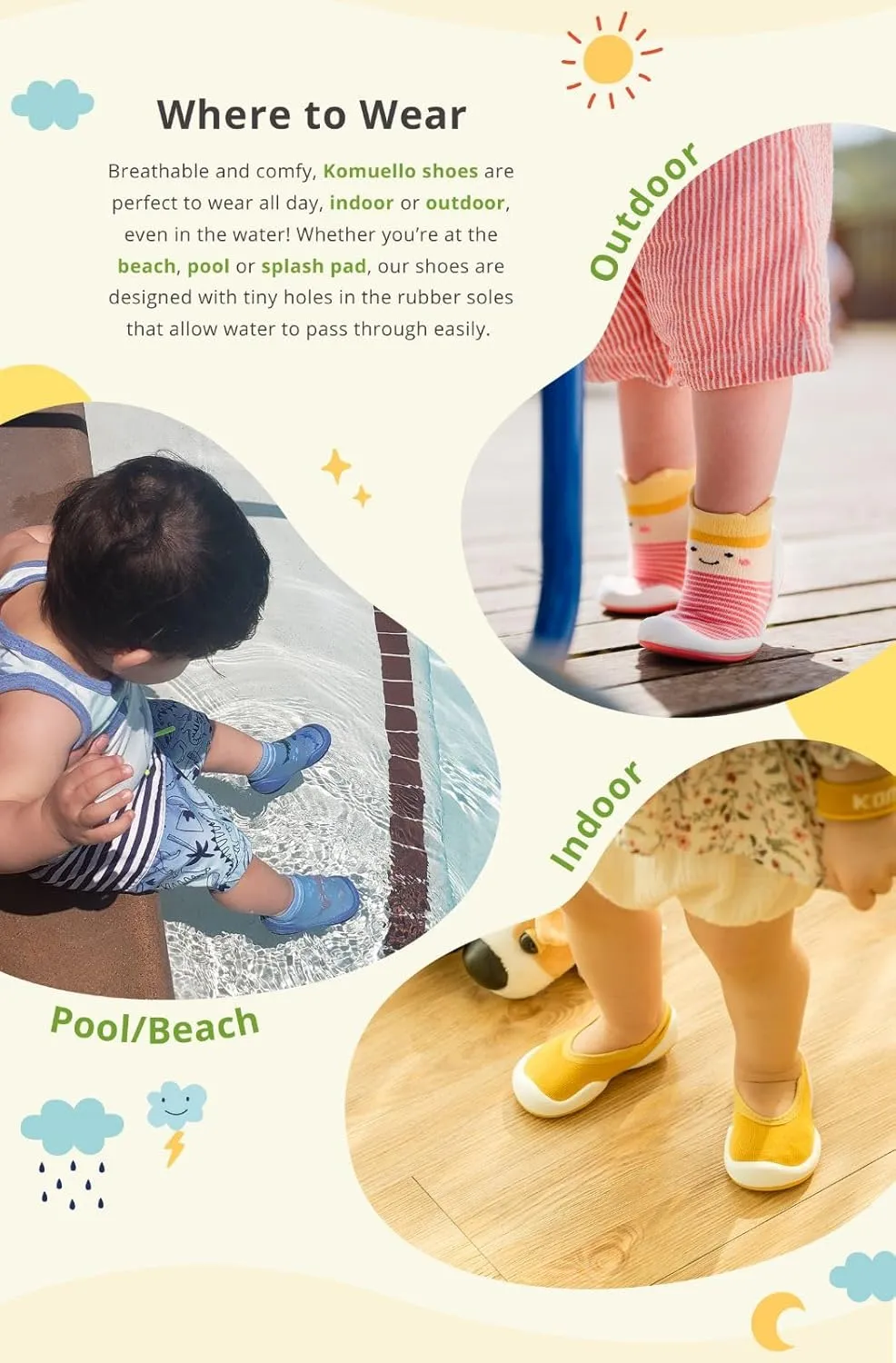 Komuello Toddler Boy Shoes, Premium Materials, Breathable, Washable, Non-Slip, Stay-On, Durable, Cotton Socks with Air Pocket Cushion for Indoor and Outdoor - BPA Free Toddler Shoes for Boys