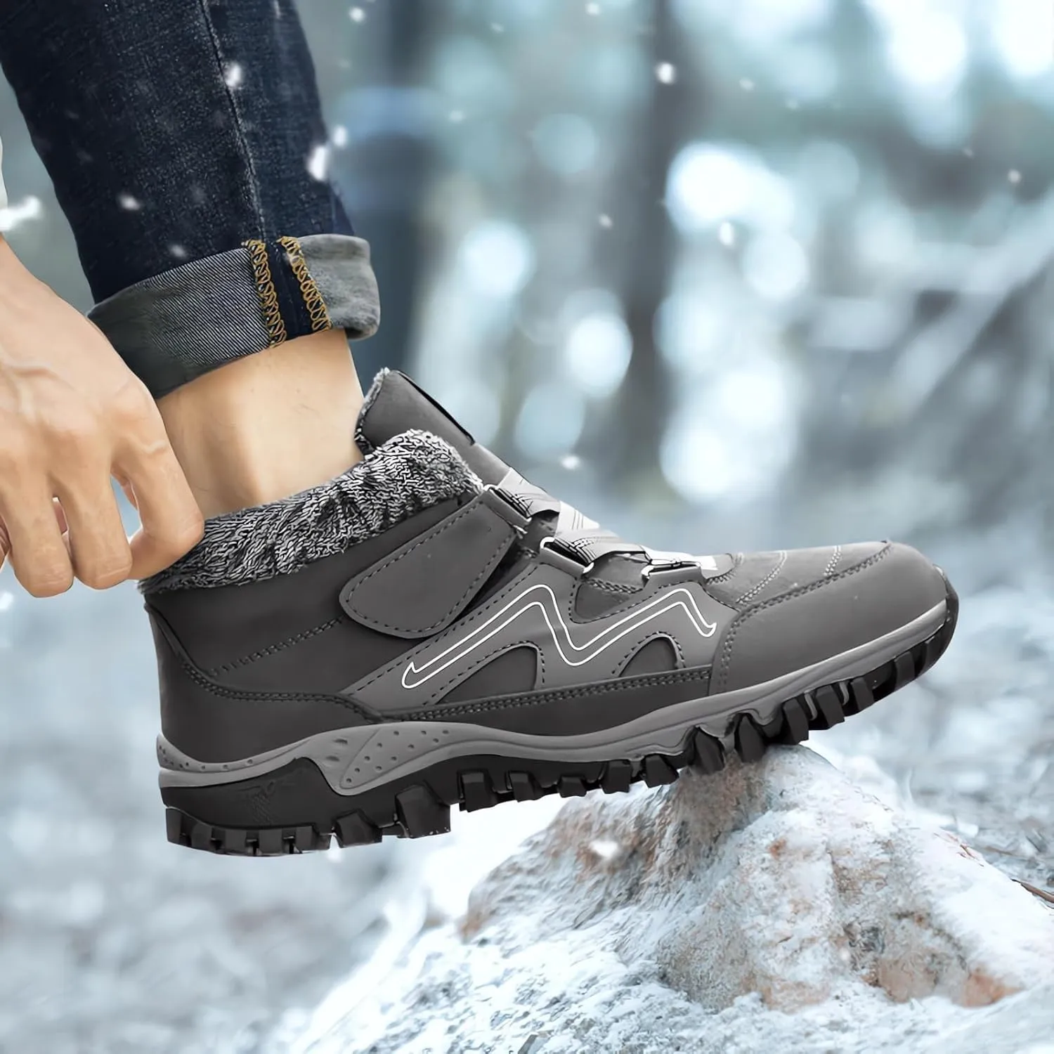 Men's Work Boots Soft Toe Hiking Sneakers Comfortable Warm Safety Shoes for Women Winter Wide Outdoor Shoes Slip on Loafers Hike Grounded Footwear