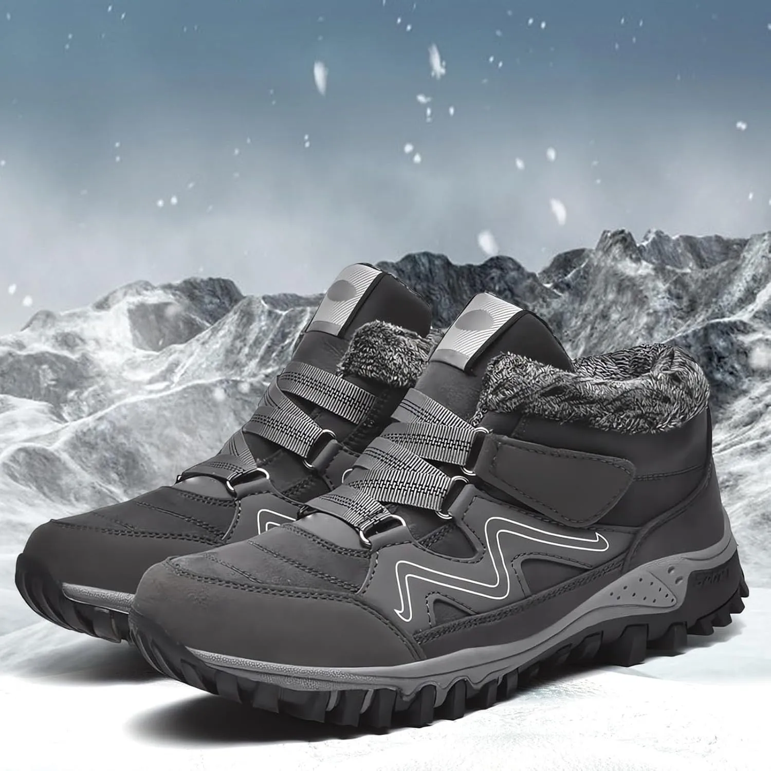 Men's Work Boots Soft Toe Hiking Sneakers Comfortable Warm Safety Shoes for Women Winter Wide Outdoor Shoes Slip on Loafers Hike Grounded Footwear