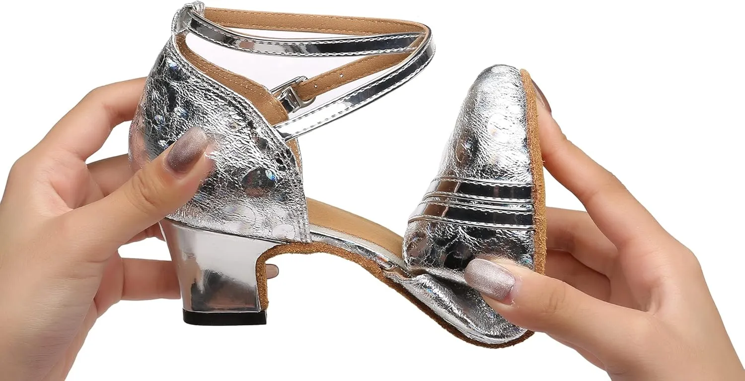 Minishion Comfortable Dance Shoes for Women Dots Mid Heel Practice Dancing Pumps L476