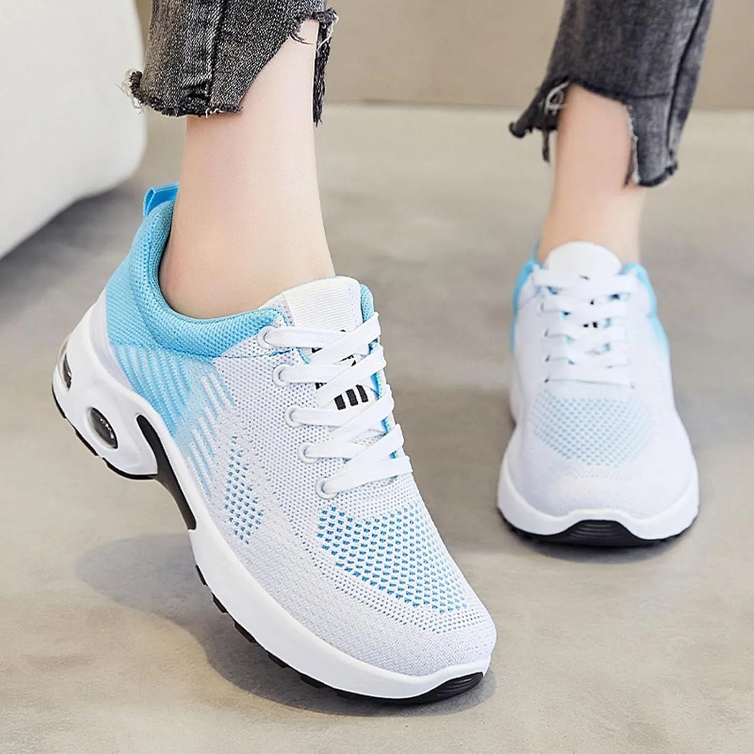Musabela Orthopedic Shoes for Women Comfortwear Ortho Shoes for Women Plantar Fasciitis Walking Tennis Shoe Arch Support Air Cushion Running Shoe Mesh Breathable Gym Work Fashion Stretch Sneakers