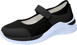 oiangi Walking Shoes Women Dressy Summer Platform Round Toe Breathable Mesh Hook and Loop Sandals Comfortable Outdoor Ladies Casual Non-Slip Sneakers