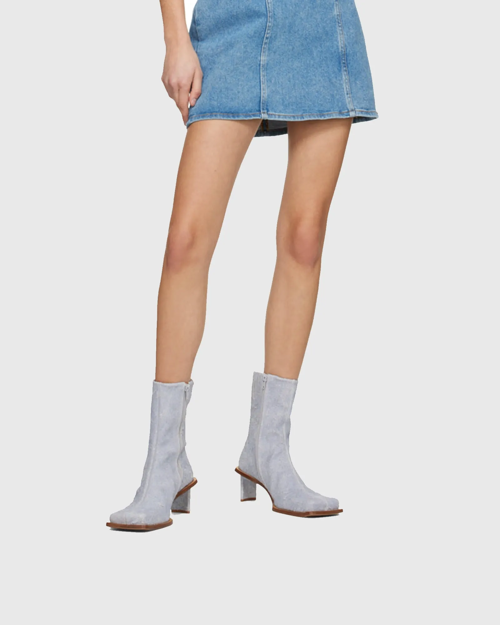 Ornella Distressed Denim Ankle Boots