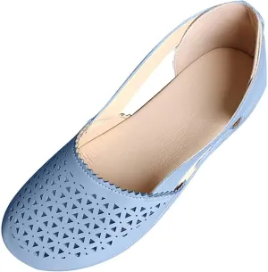 Orthopedic Sandals for Women Summer Round Closed Toe Low Heel Sandals Fashion Casual Hollow Ballet Flats Slip On Loafers Lightweight Breathable Walking Shoes Comfy Wedge Sandalias