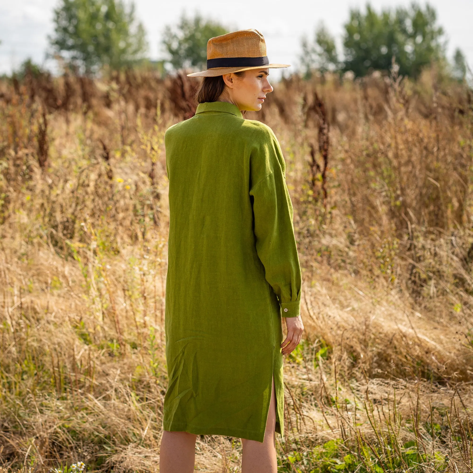 Oversize Shirt Dress Margo Forest Green