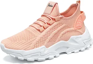 Platform Sneakers for Women Lightweight Breathable Shoes Flying Woven Mesh Footwear Upper Casual Jogging Shoes Tennis Workout Non-Slip Gym Sneakers for Wome