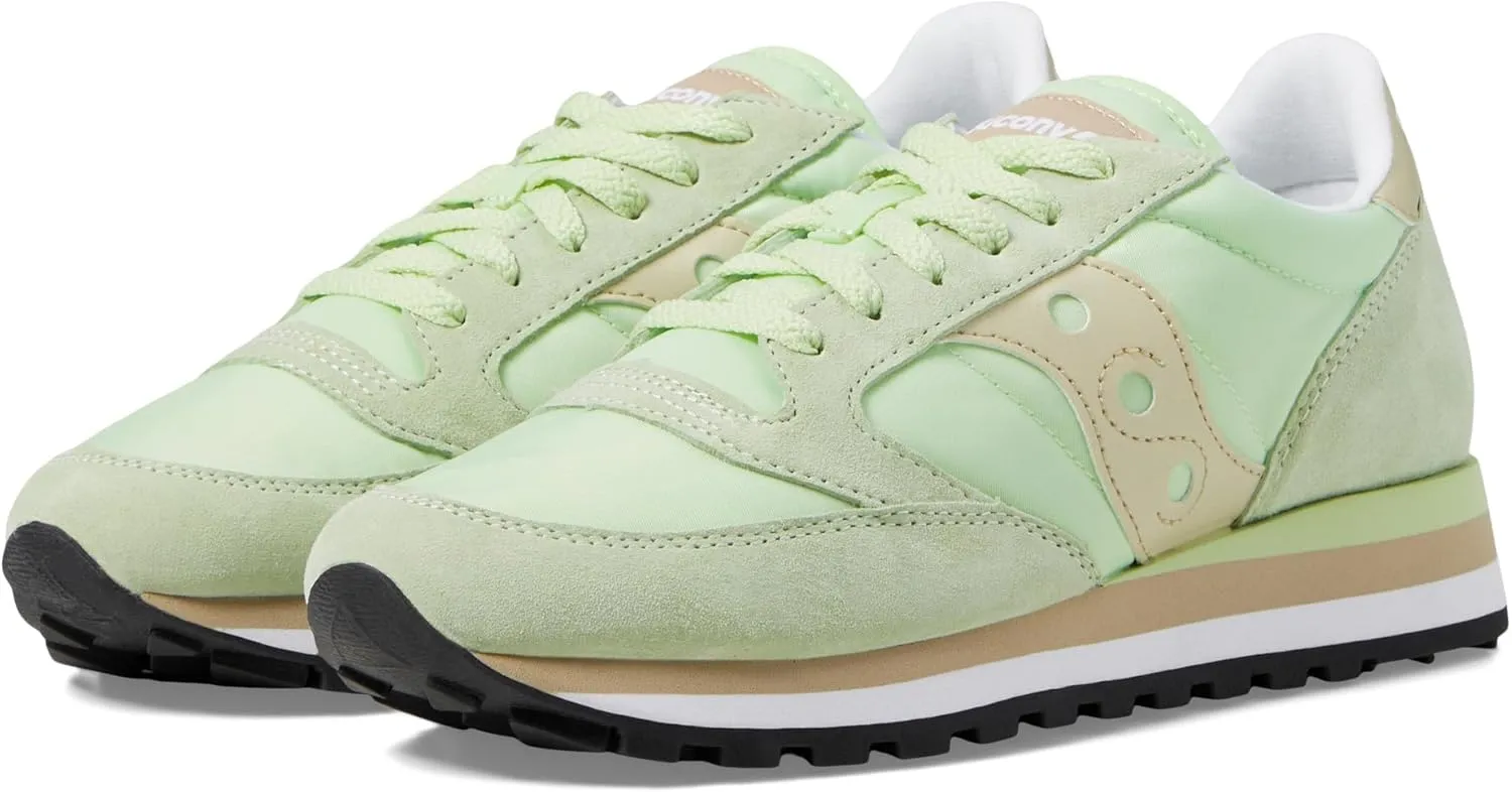 Saucony Originals Jazz Triple Womens Sneakers  Synthetic & Textile Upper  Lace-up Closure  Round Toe Green/Gold 6 B - Medium
