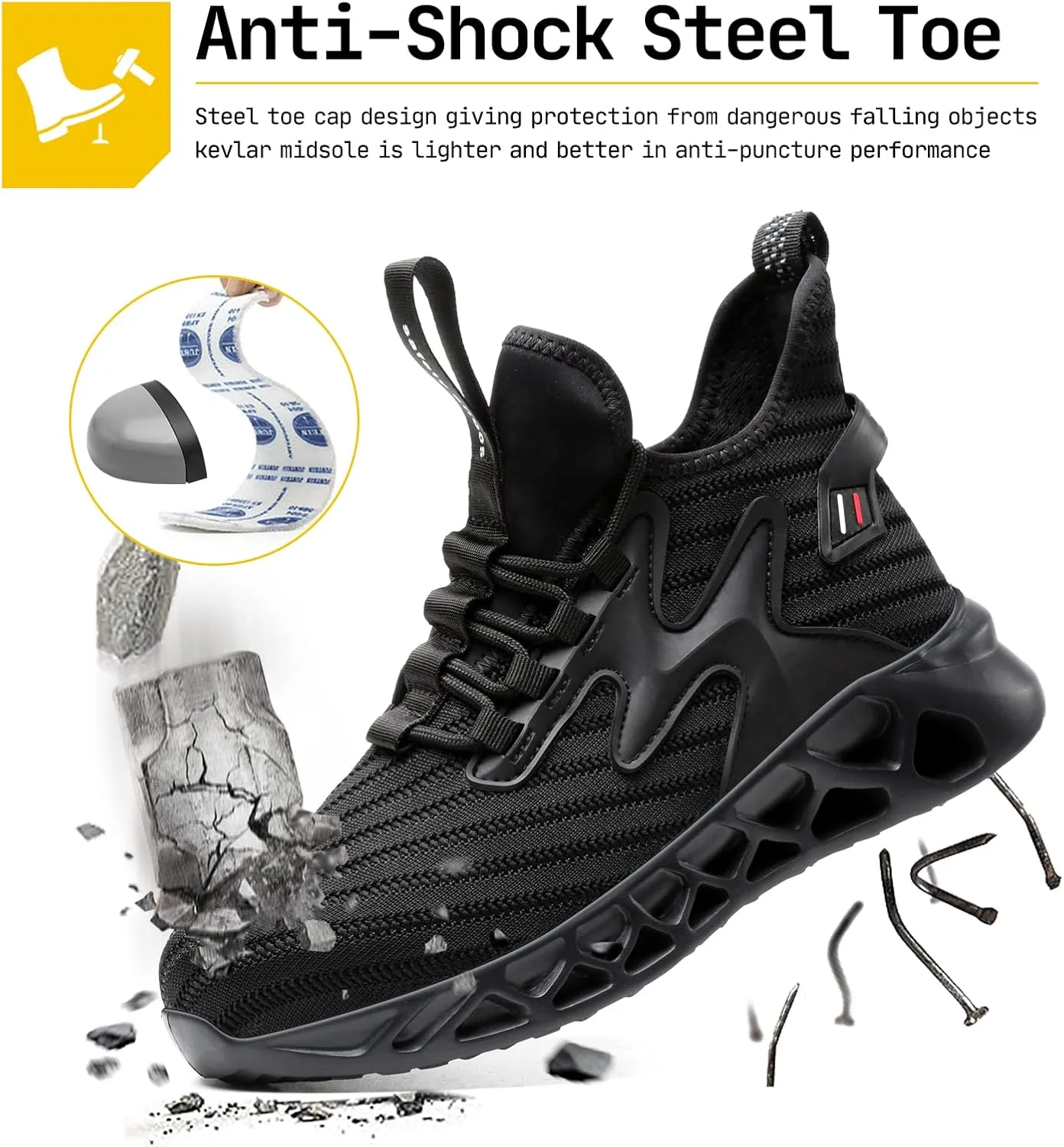Steel Toe Work Shoes for Men Women Lightweight Comfortable Industrial & Construction Safety Boots