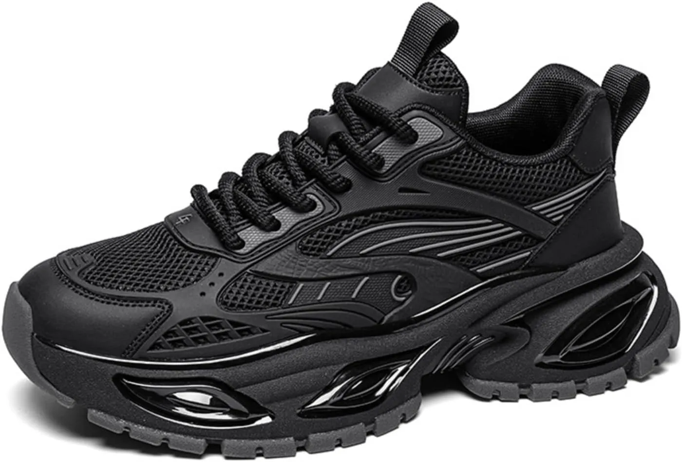 Stylish and Durable Casual Mesh Walking Shoes for Men Chunky Platform Sneakers with Breathable Lace - Up Dad Style Footwear Ideal for Work Workout and Everyday Use