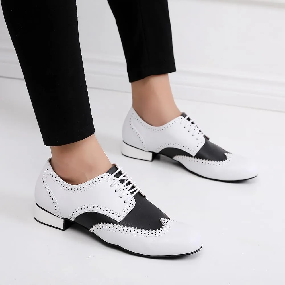 SWDZM Mens Ballroom Dance Shoes Comfortable Cuban Heel Latin Dance Shoes