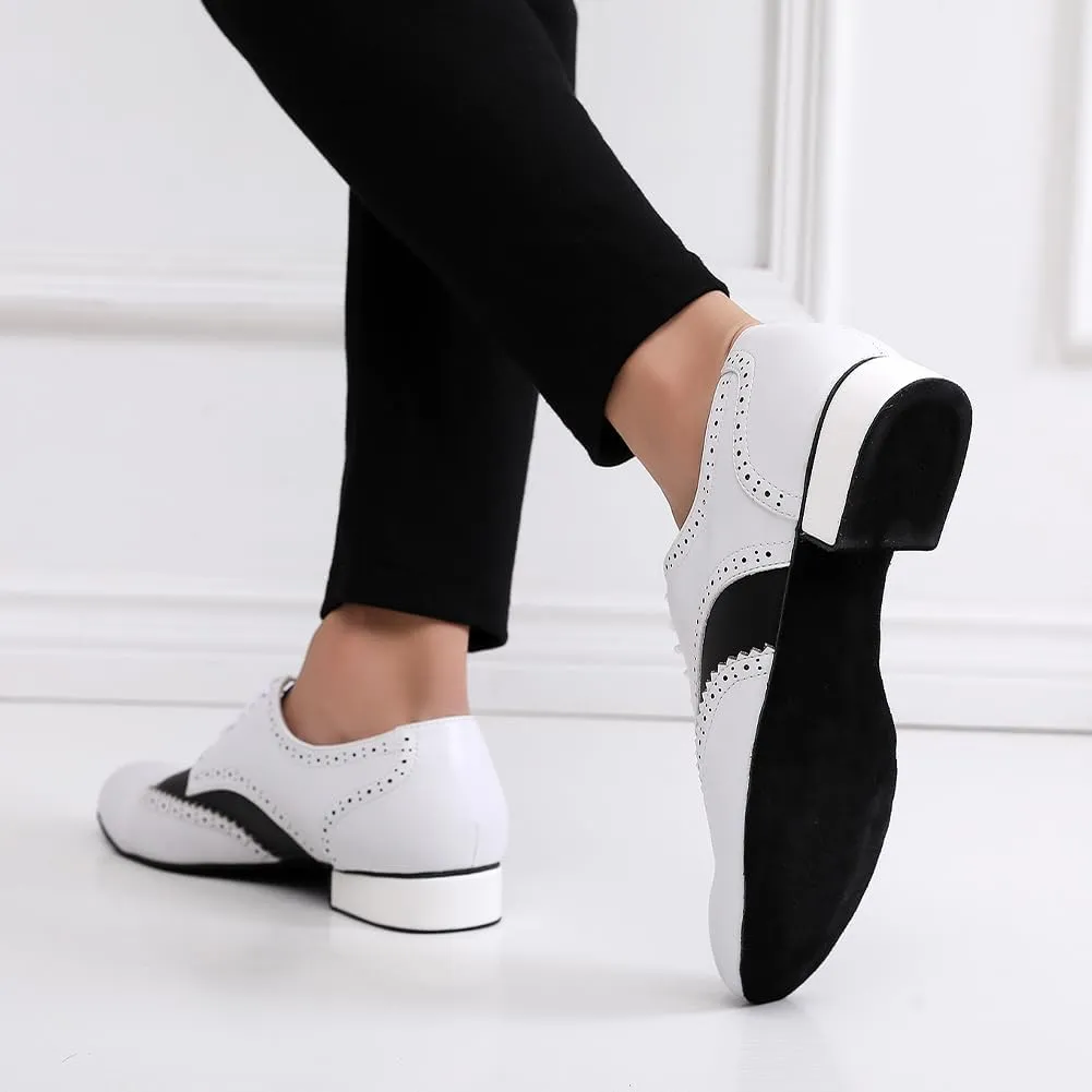SWDZM Mens Ballroom Dance Shoes Comfortable Cuban Heel Latin Dance Shoes
