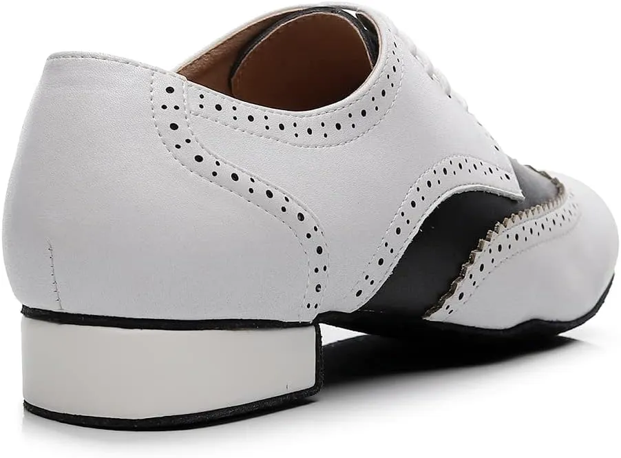 SWDZM Mens Ballroom Dance Shoes Comfortable Cuban Heel Latin Dance Shoes