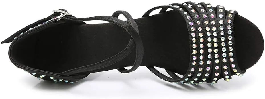 SWDZM Women's Satin Latin Dance Shoes Ballroom Performance Shoes,Model-WH-D611