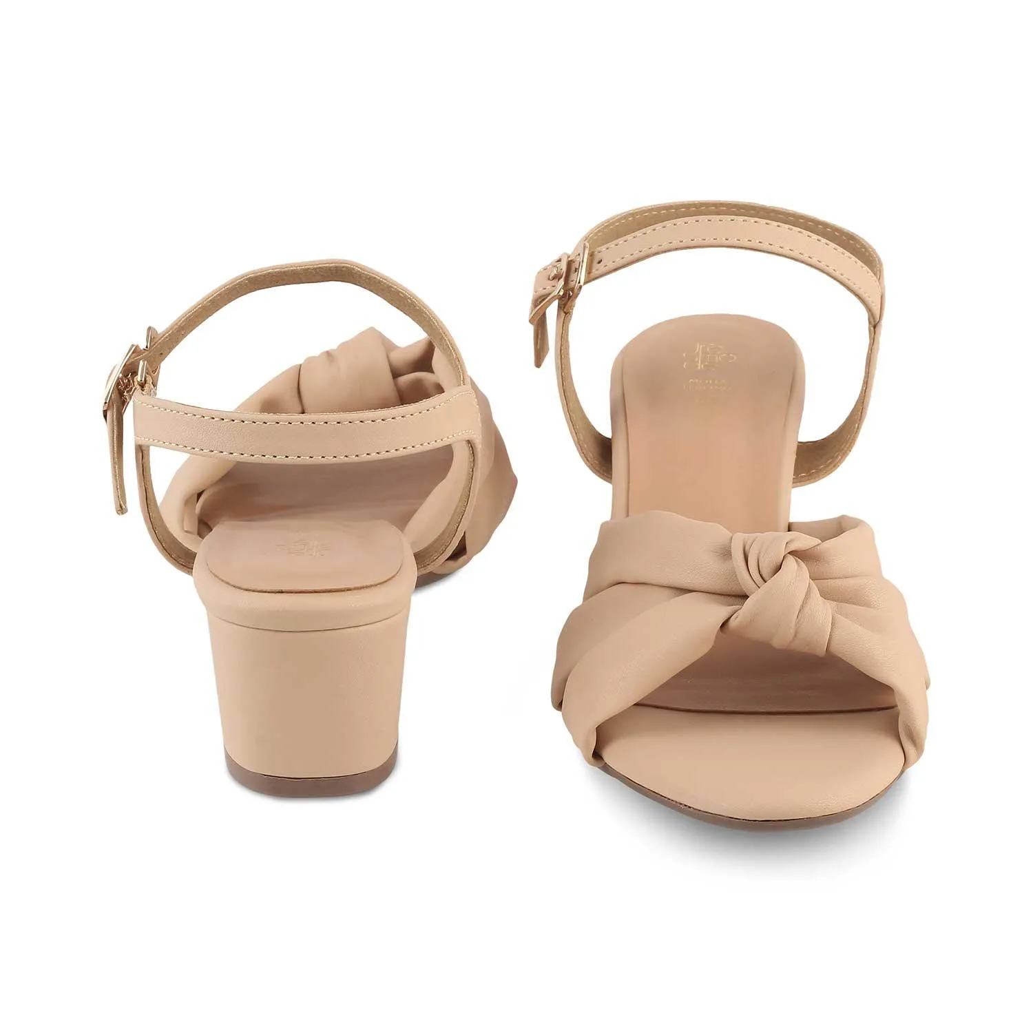 The Boem TMM-7 Beige Women's Dress Block Heel Sandals Tresmode