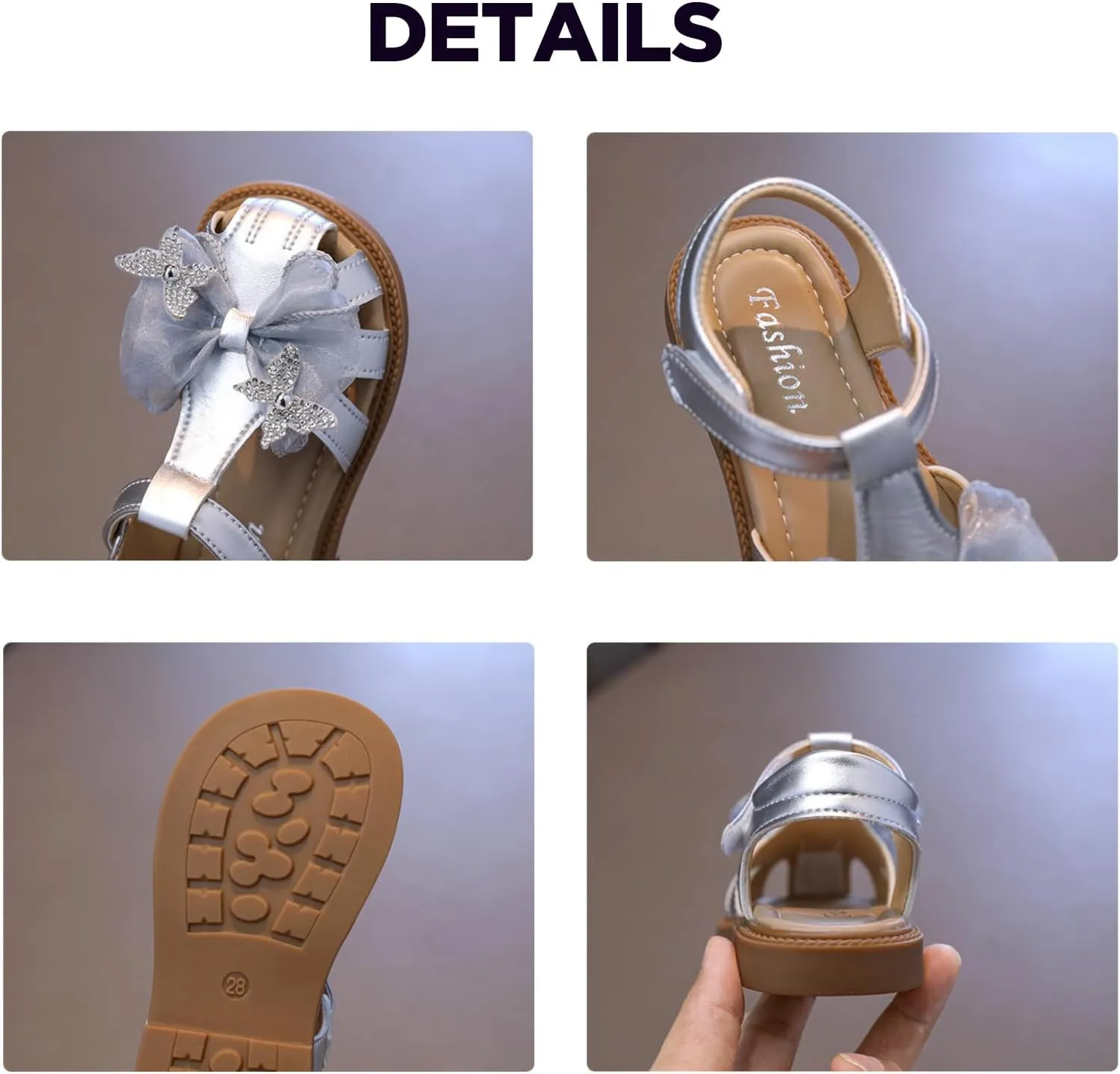 Toddler Girls Butterfly Bow Sandals Closed Toe Summer Dress Shoes Soft Flat Sandals