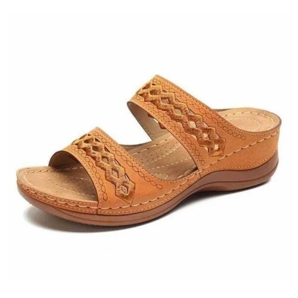 Uniqcomfy™ Premium Arch-support Orthopedic Faux Leather Embroidery Women Sandals