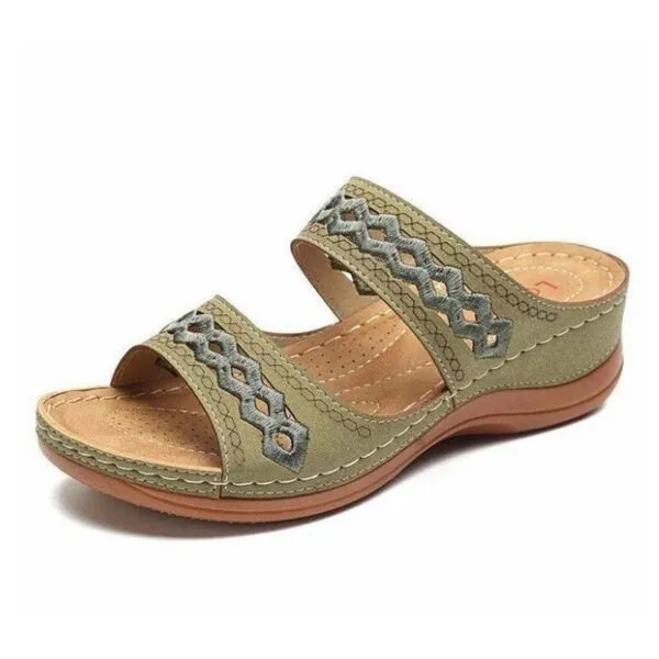 Uniqcomfy™ Premium Arch-support Orthopedic Faux Leather Embroidery Women Sandals