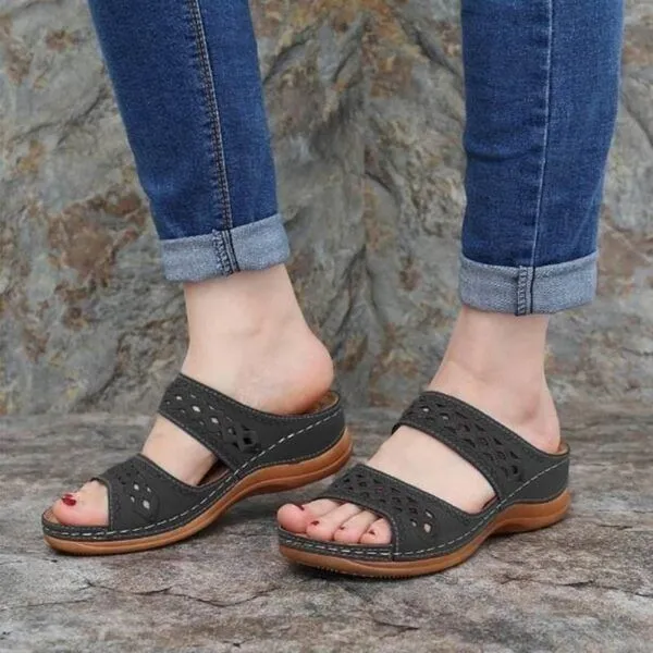 Uniqcomfy™ Premium Arch-support Orthopedic Faux Leather Embroidery Women Sandals