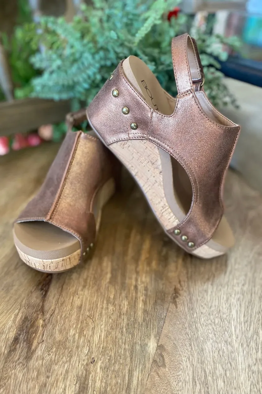Walk This Way Wedge Sandals in Antique Bronze