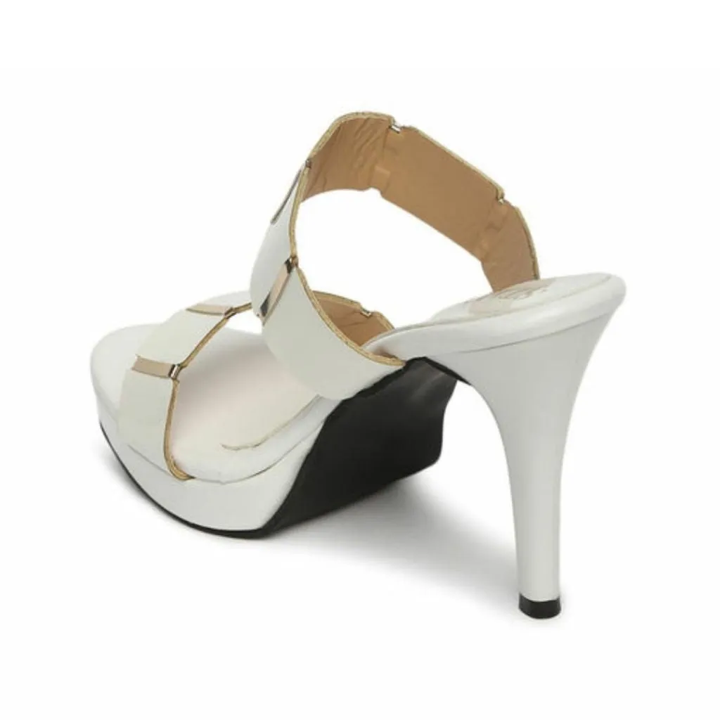White Dual Strap Sandals For Women